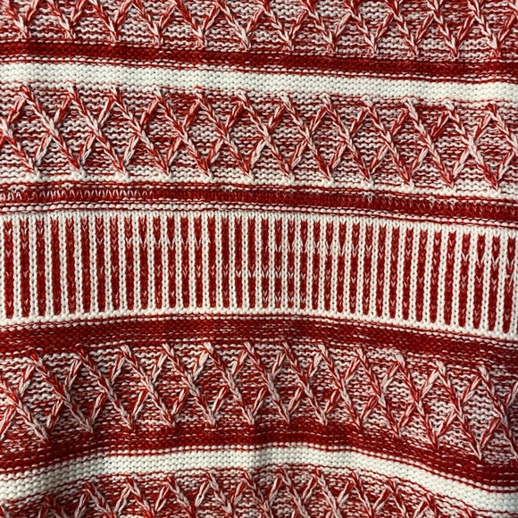 SHEIN Red/Rust and Cream Cropped Fringe Sweater - Picture 3 of 16